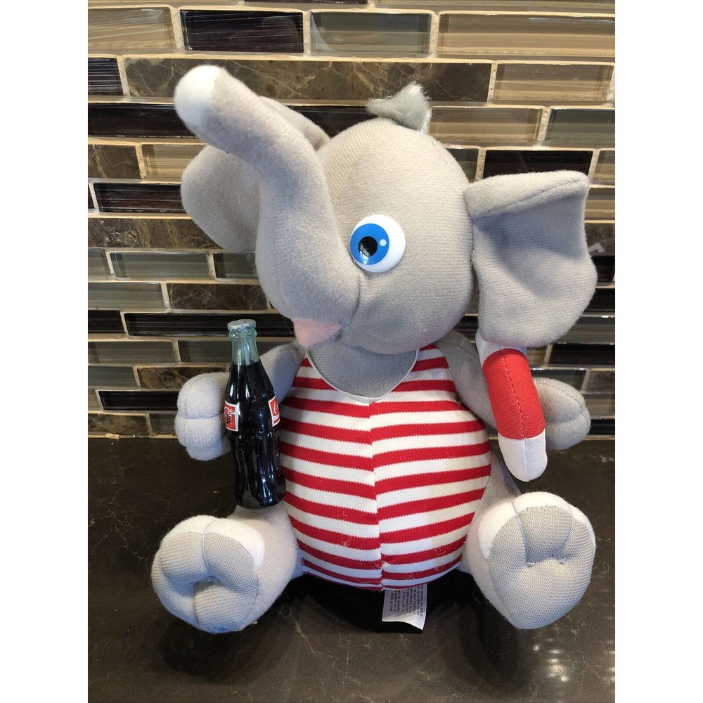 Vintage‎ 1993 COCA-COLA Stuffed Elephant in Swimsuit Plush Animal Toy 9" Coke